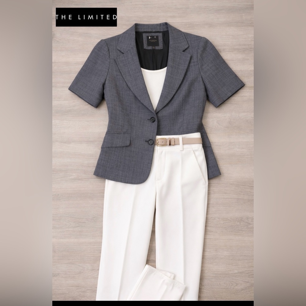 The Limited Collection Grey Short Sleeve Professional Career Blazer Size Small